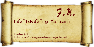 Földváry Mariann névjegykártya