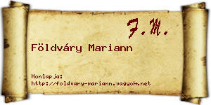 Földváry Mariann névjegykártya