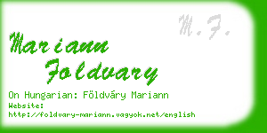 mariann foldvary business card